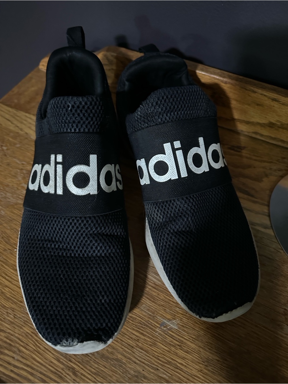 adidas Black Slip-On Sneakers with White Logo Band